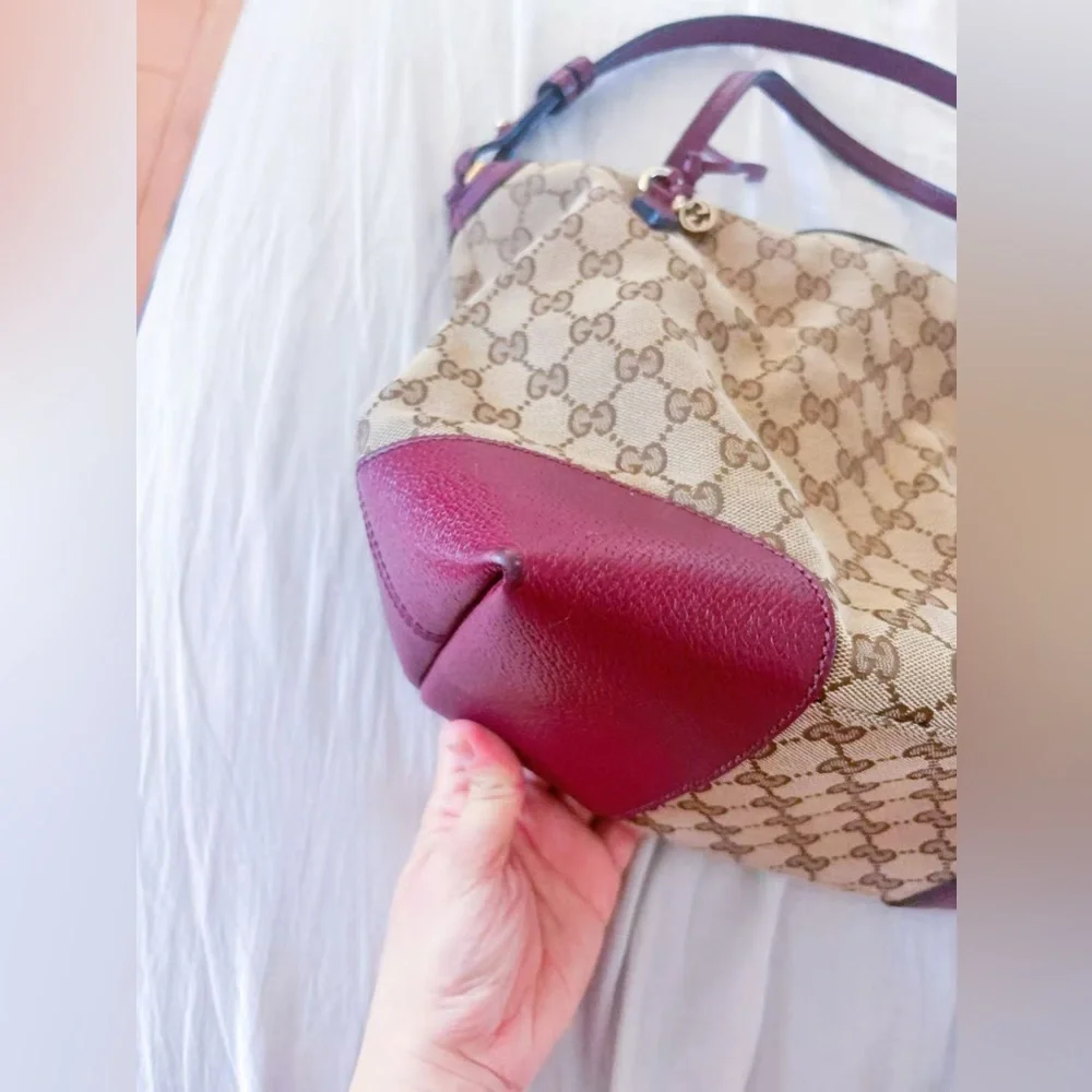 GUCCI GG‎ Canvas Hand Bag 2way Beige velvet color